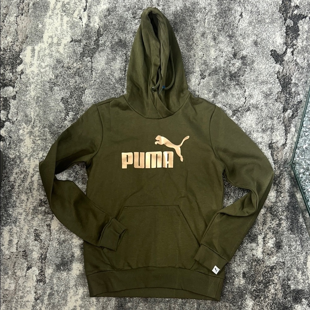 PUMA New unisex Small Dark Green Olive Green Hoodie